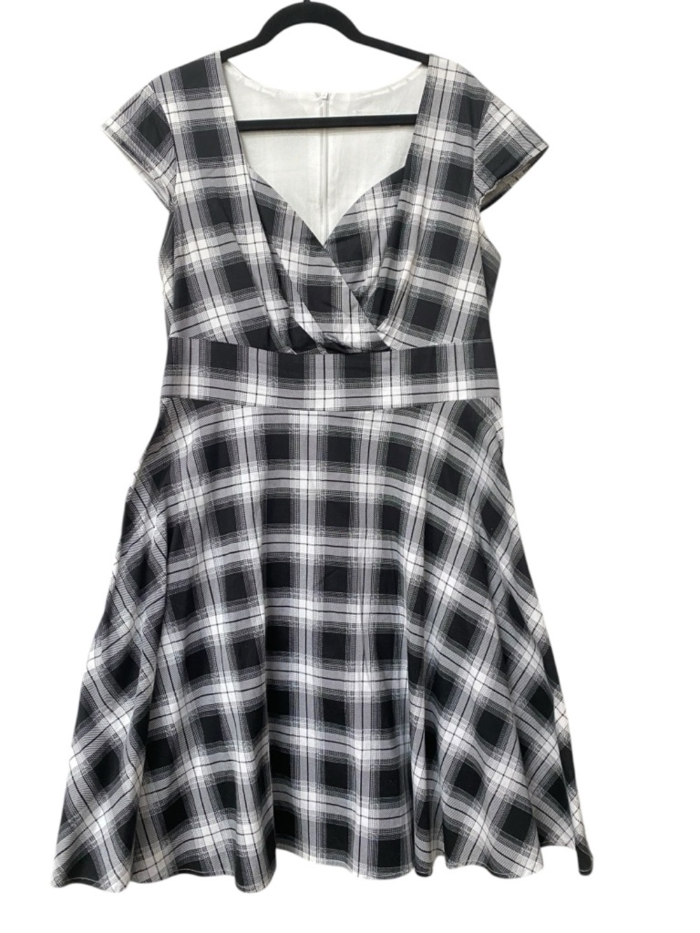 Hanpceirs Cap Sleeve 50s Retro Vintage Cocktail Swing Dress Black 2XL 14 16 XL